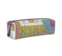 WXWJSHMGC Trousse à crayons simple en cuir imprimé tableau périodique des éléments, avec poche métallique à fermeture éclair, pochette de rangement pour filles, garçons, étudiants, collège, Argenté