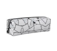 WXWJSHMGC Trousse à crayons simple en cuir imprimé Terrazzo blanc, avec poche métallique à fermeture éclair, pochette de rangement pour filles, garçons, étudiants, collège, Argenté., Taille unique