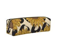WXWJSHMGC Trousse à crayons simple en cuir imprimé tournesol avec poche métallique à fermeture éclair, pochette de rangement pour filles, garçons, étudiants, collège, doré, Taille unique, Trousse de