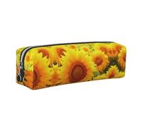 WXWJSHMGC Trousse à crayons simple en cuir imprimé tournesol jaune avec poche métallique à fermeture éclair, pochette de rangement pour filles, garçons, étudiants, collège, Argenté., Taille unique