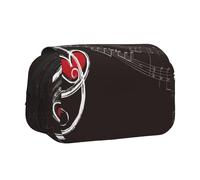 WXWJSHMGC Trousse à crayons triple avec imprimé amour et musique - Trousse de rangement portable double couche pour enfants, filles, garçons et adultes