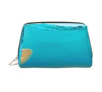 WXWJSHMGC Trousse de maquillage portable en cuir étanche avec imprimé perles de mer (17 x 10,9 cm), doré, Taille unique