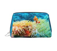 WXWJSHMGC Trousse de maquillage portable en cuir étanche avec imprimé poisson clown (17 x 10,9 cm), Argenté., Taille unique
