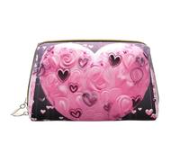 WXWJSHMGC Trousse de maquillage portable en cuir étanche avec motif cœur d'amour (17 x 10,9 cm), blanc, Taille unique