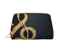 WXWJSHMGC Trousse de maquillage portable en cuir étanche avec note de musique dorée et étoile tombée, 17 x 10,9 cm, blanc, Taille unique