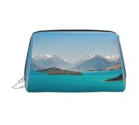 WXWJSHMGC Trousse de maquillage portable en cuir imperméable avec imprimé îles et montagnes (17 x 10,9 cm), Argenté., Taille unique