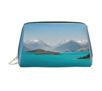 WXWJSHMGC Trousse de maquillage portable en cuir imperméable avec imprimé îles et montagnes (17 x 10,9 cm), doré, Taille unique