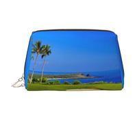 WXWJSHMGC Trousse de maquillage portable en cuir imperméable avec imprimé parcours de golf (17 x 10,9 cm), doré, Taille unique