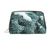 WXWJSHMGC Trousse de maquillage portable en cuir imperméable avec imprimé sapin givré d'hiver (17 x 10,9 cm), doré, Taille unique