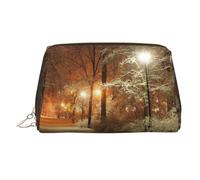 WXWJSHMGC Trousse de maquillage portable en cuir imperméable avec imprimé Winter Park (17 x 10,9 cm), doré, Taille unique