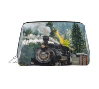WXWJSHMGC Trousse de maquillage portable en cuir imperméable avec motif train à vapeur (17 x 10,9 cm), Argenté., Taille unique