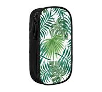 WXWJSHMGC Trousse transparente à double couche avec fermeture éclair - Motif feuille de palmier - Tissu durable - Idéal pour les étudiants, Noir , Taille unique, Trousse de beauté