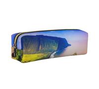 WXWJSHMGC Valley - Trousse à crayons simple en cuir imprimé avec poche zippée métallisée, pochette de rangement pour filles, garçons, étudiants, collège, doré, Taille unique, Trousse de beauté