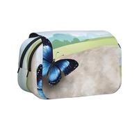 WXWJSHMGC Zen Design Papillons Imprimer Pen Case Bag Sac Portable Double Couche Stockage Crayon Sac pour Enfant Fille Garçon Adulte, Noir , Taille unique, Trousse de beauté