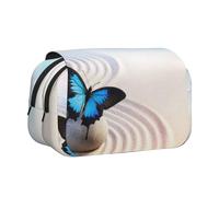 WXWJSHMGC Zen Design Papillons Imprimer Pen Case Bag Sac Portable Double Couche Stockage Crayon Sac pour Enfant Fille Garçon Adulte