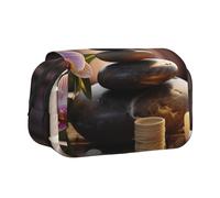 WXWJSHMGC ZEN Stone Print Pen Case Bag Portable Double Layer Storage Pencil Bag pour Enfant, Filles, Garçons et Adultes, Noir , Taille unique, Trousse de beauté