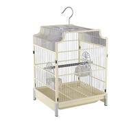 WXXSHGDW Cage Perruche, Cage Perroquet, Cage Oiseau de Voyage, Cage Canari avec Plateau, Mangeoire, Boîte a Nourriture, Boîte a Eau, Balançoire, pour Perruches Inséparables Perroquets(Beige)