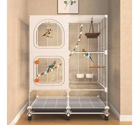 WXXSHGDW Cage Perruche, Grande Cage Oiseau, Cage Perroquet, Cage Oiseau Blanche avec Roues et Plateau, pour Divers Oiseaux