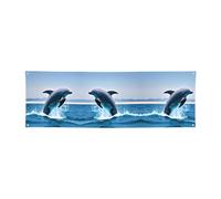 WXXWXD Bannière de vacances imprimée dauphins sautant - 61 x 180,3 cm, parfaite pour les fêtes de vacances et les rassemblements avec des amis.