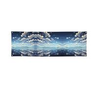 WXXWXD Bannière de vacances imprimée nuages blancs sur la mer - 61 x 180,3 cm, parfaite pour les fêtes de vacances et les réunions avec des amis.
