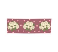 WXXWXD Bannière de vacances imprimée rose d'amour blanche - 61 x 180,3 cm, parfaite pour les fêtes de vacances et les réunions avec des amis.