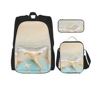 WXXWXD Beach Starfish Sac d'école durable de grande capacité + trousse à crayons + sac à déjeuner, accompagnez vos enfants pour étudier heureux chaque jour