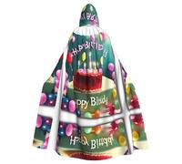 WXXWXD Belle cape à capuche imprimée « Happy Birthday », costume d'Halloween, peut être utilisée pour les fêtes, les jeux de rôle, le nœud papillon, sans fermeture éclair, cape à capuche