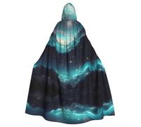 WXXWXD Cape à capuche imprimée d'étoiles de science-fiction, costume d'Halloween, peut être utilisée pour les fêtes, les jeux de rôle, nœud papillon, sans fermeture éclair, cape à capuche