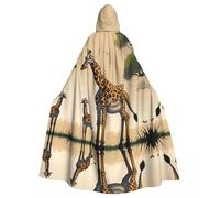 WXXWXD Cape à capuche imprimée girafe mère et enfant, costume d'Halloween, peut être utilisée pour les fêtes, les jeux de rôle, le nœud papillon, sans fermeture éclair, cape à capuche surdimensionnée