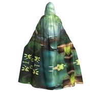 WXXWXD Cape à capuche imprimée Little Bridge in the East, costume d'Halloween, peut être utilisée pour les fêtes, les jeux de rôle, le nœud papillon, sans fermeture éclair, cape à capuche