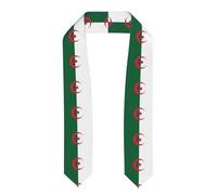 WXXWXD Cape de remise de diplôme imprimée drapeau de l'Algérie avec écharpe - Robe de remise de diplôme classique, aplatie, taille unique