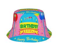 WXXWXD Chapeau cloche pour adulte imprimé ballon Happy Birthday - Doux et confortable - Léger et respirant - Facile à transporter - Convient pour les activités de plein air - Noir