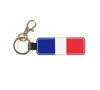 WXXWXD Ensemble de porte-clés universels en cuir avec motif drapeau français, rotation à 360 degrés, 2 anneaux en métal, 1 fermoir mousqueton