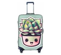 WXXWXD Housse de bagage imprimée souriante avec des plantes grasses, double couture tout autour, matériau hautement élastique, adaptée pour les voyages et les voyages d'affaires