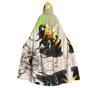 WXXWXD Jolie cape à capuche imprimée petite abeille, costume d'Halloween, peut être utilisée pour les fêtes, les jeux de rôle, nœud papillon, sans fermeture éclair, cape à capuche surdimensionnée