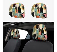 WXXWXD Lot de 2 housses d'appui-tête de voiture motif chat art moderne du milieu du siècle, adaptées pour les voitures, SUV, camions, camionnettes, etc., pour améliorer le confort dans la voiture