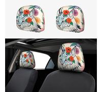 WXXWXD Lot de 2 housses d'appui-tête de voiture Tigre blanc mignon, adaptées pour les voitures/VUS/camions/camionnettes, etc., pour améliorer le confort dans la voiture