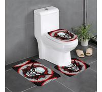 WXXWXD Lot de 3 tapis de salle de bain imprimés fantômes maléfiques pour baignoire, cuisine, porte, intérieur et extérieur, rouge et noir
