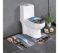 WXXWXD Lot de 3 tapis de salle de bain imprimés Mont Fuji au début du printemps pour baignoire, cuisine, porte, intérieur et extérieur