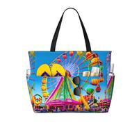 WXXWXD Sac de plage imprimé Corlorful Park, parfait pour les sacs de courses, les piscines, les gymnases, les voyages, le shopping, sac de plage de grande capacité avec fermeture éclair,