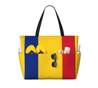 WXXWXD Sac de plage imprimé drapeau de la Roumanie, parfait pour les sacs de courses, les piscines, les gymnases, les voyages, le shopping, sac de plage grande capacité avec fermeture éclair,