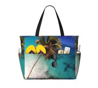 WXXWXD Sac de plage imprimé îles des Caraïbes, parfait pour les sacs de courses, les piscines, les gymnases, les voyages, le shopping, sac de plage de grande capacité avec fermeture éclair,