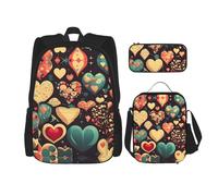 WXXWXD Sac d'école durable de grande capacité + trousse + sac à déjeuner, accompagnez vos enfants pour étudier heureux chaque jour