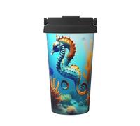 WXXWXD Seabed Corail Seahorse Tasse à café portable de grande capacité - 12 heures de conservation de la chaleur et de conservation du froid, adaptée pour les voitures, les bureaux, etc.