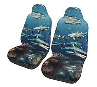 WXXWXD Sharks Under The Sea Lot de 2 protections de siège auto imprimées pour camions, camionnettes, voitures, etc. Facile à installer