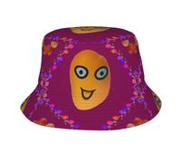 WXXWXD Smiley MangoPrinted Adult Bucket Hat Soft and Comfortable Lightweight and Breathable Easy to Carry Suitable for Outdoor Activities Black