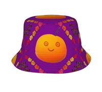 WXXWXD Smiley Orange Chapeau cloche adulte imprimé doux et confortable, léger et respirant, facile à transporter, adapté pour les activités de plein air Noir