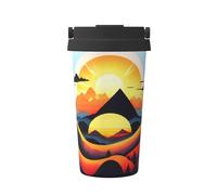 WXXWXD Sunrise Mountain Tasse à café portable de grande capacité - 12 heures de conservation de la chaleur et du froid, convient pour les voitures, les bureaux, etc.