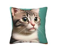 WXXWXD Taie d'oreiller imprimée chat curieux, tissu doux et confortable. Peut être utilisé comme taie d'oreiller décorative, coussin de canapé de salon