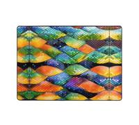 WXXWXD Tapis de sol imprimé écailles de poisson arc-en-ciel 203,2 x 147,3 cm, couverture de chevet pour chambre à coucher, tapis décoratif pour salle d'étu